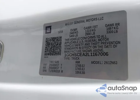 2020 Chevrolet Colorado Lt из США, поврежденный, VIN 1GCHSCEA2L1167006